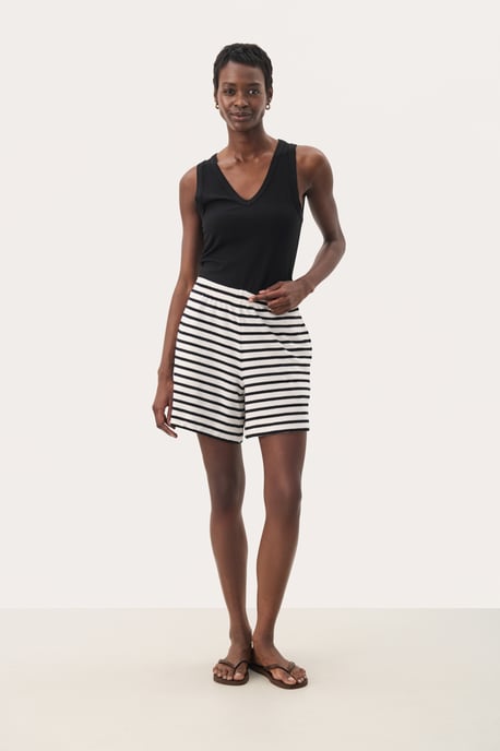 Short Loose fit Black and Eggnog Stripe black white - Image 1