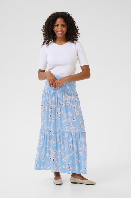 Rok A-shape Vista Blue W. Chalk Flowers blue white - Image 1