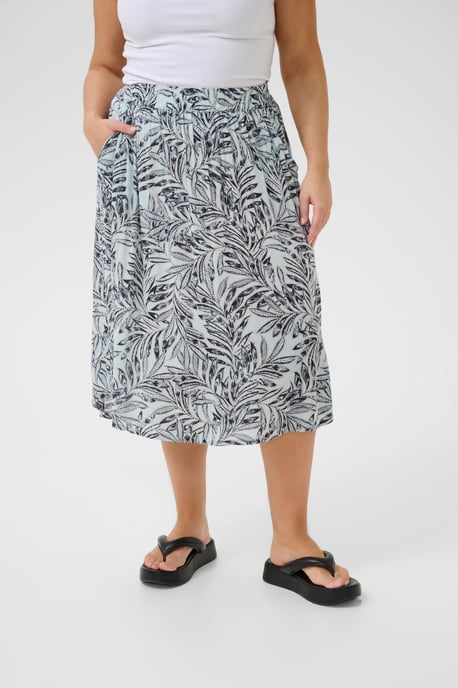 Rok A-shape Blue Leaf Print multi - Image 4