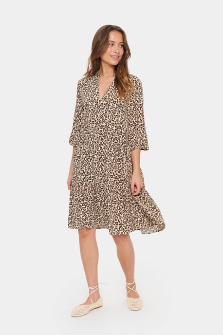Jurk Casual fit Creme Leopard Strokes animal - Image 1