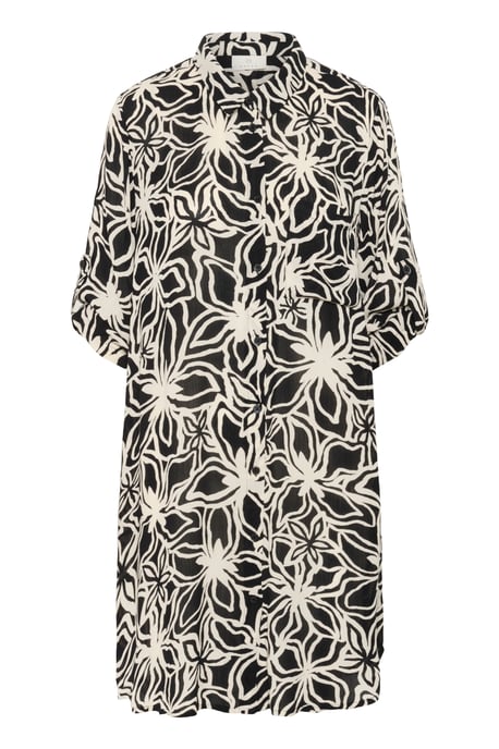 Overhemd met lang mouwen Loose fit Black / Light Beige Flower - Image 4