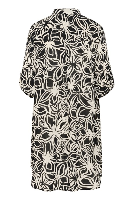 Overhemd met lang mouwen Loose fit Black / Light Beige Flower - Image 5