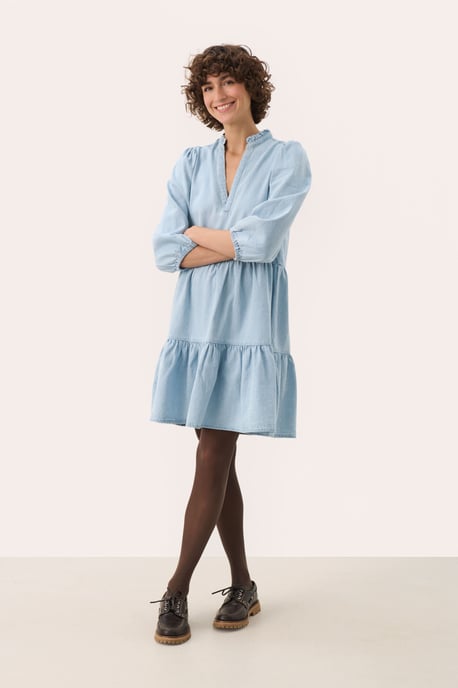 Overhemd met lang mouwen A-shape Whiteish Blue denim - Image 1