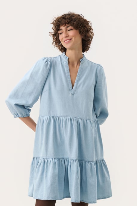 Overhemd met lang mouwen A-shape Whiteish Blue denim - Image 2