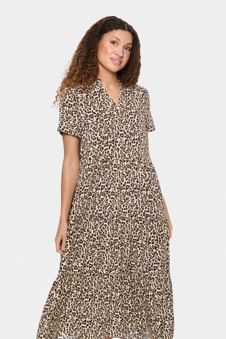 Jurk A-shape Creme Leopard Strokes animal - Image 3