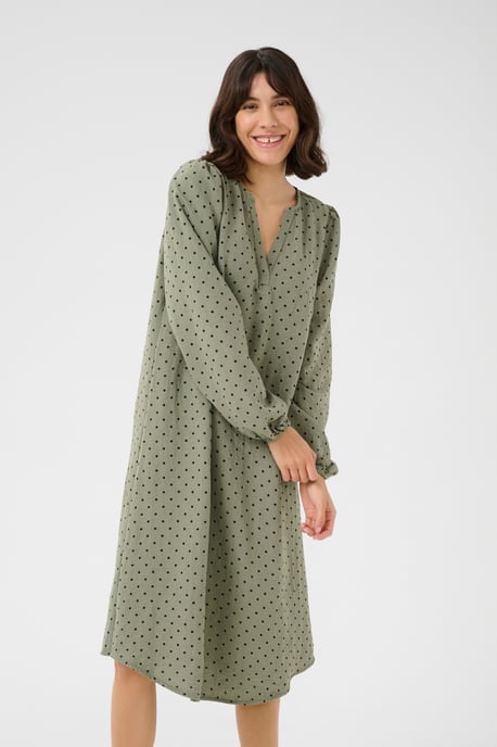 Blouse met lange mouwen Regular fit Vetiver w. Deep Black Dot green - Image 3