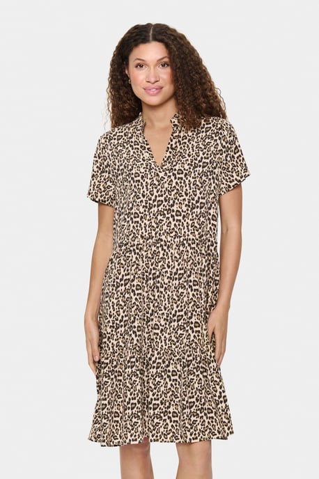 Jurk Loose fit Creme Leopard Strokes animal - Image 2