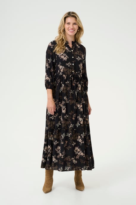 Jurk A-shape Black With Autumn Flowers black multi - Image 3