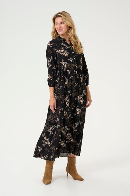 Jurk A-shape Black With Autumn Flowers black multi - Image 4