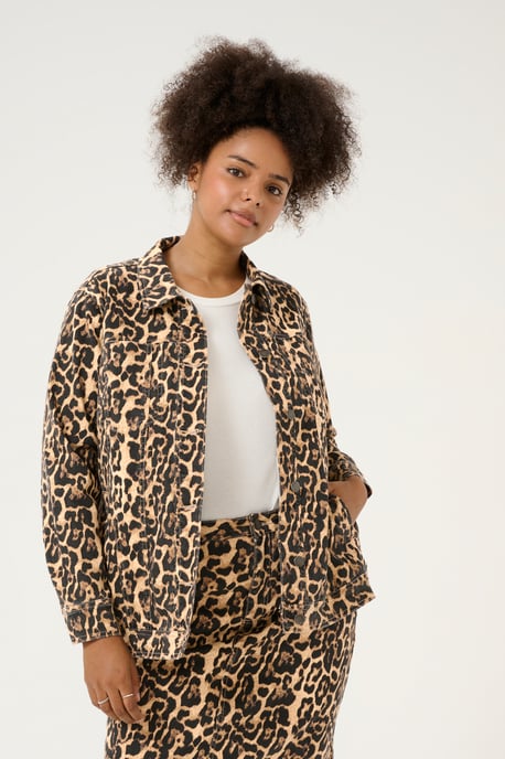 Denim jack Loose fit Naturel Leopard Print - Image 3