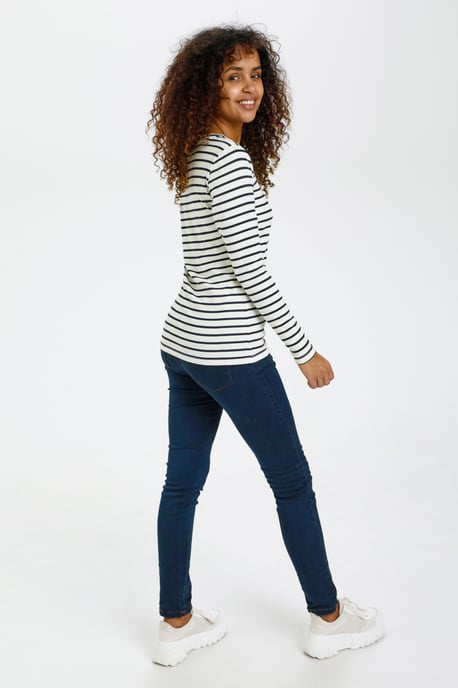 T-shirt met lange mouwen Regular fit Chalk / 52737 Midnight Marine white blue - Image 3
