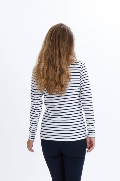 T-shirt met lange mouwen Regular fit Chalk / 52737 Midnight Marine white blue - Image 4