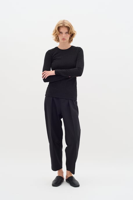 T-shirt met lange mouwen Slim fit Black - Image 1