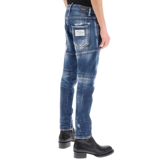 Dsquared2 Nette Biker Jean Paint Splash Versterkte Gescheurde Blue Jeans - Image 2
