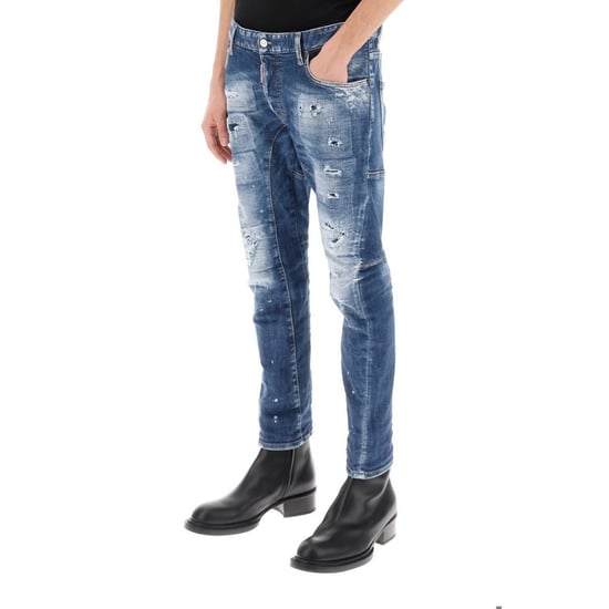 Dsquared2 Nette Biker Jean Paint Splash Versterkte Gescheurde Blue Jeans - Image 3