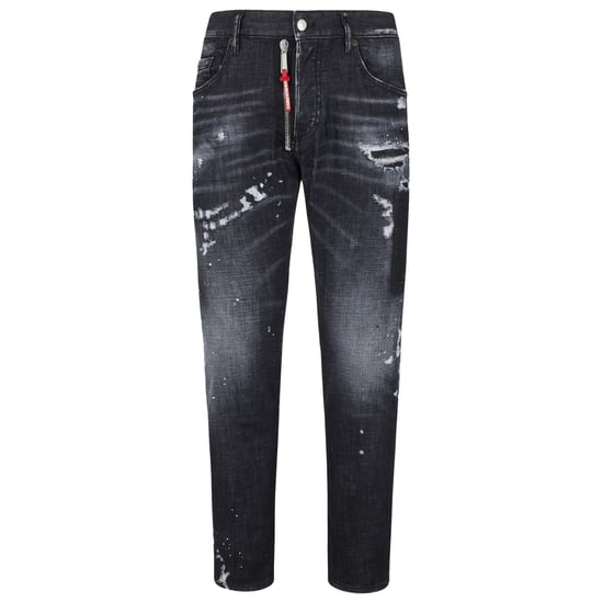Dsquared2 Skater Jean Gescheurde dijen Verfspatten Zwarte wasjeans - Image 1