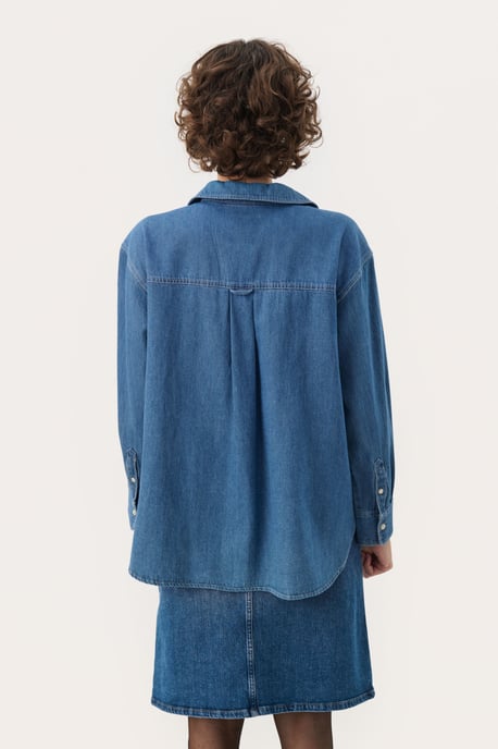 Overhemd met lang mouwen Oversize fit Medium Blue Denim - Image 3