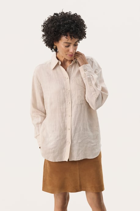 Overhemd met lang mouwen Oversize fit French Oak cream - Image 2