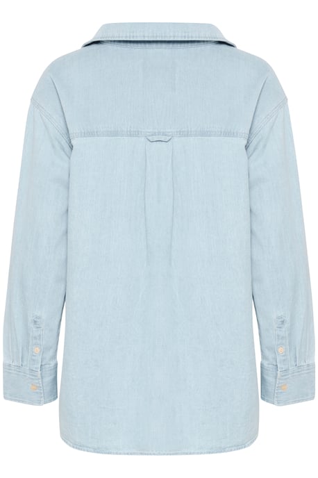 Overhemd met lang mouwen Oversize fit Whiteish Blue denim - Image 5