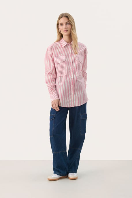 Overhemd met lang mouwen Oversize fit Mars Red Stripe white red - Image 1