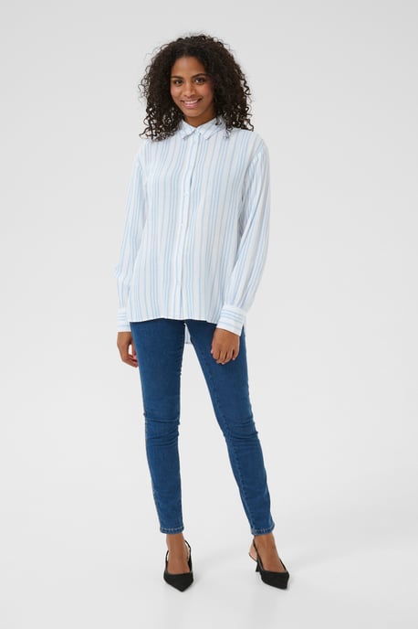Overhemd met lang mouwen Loose fit Chalk/Soft Chambray Stripe white blue - Image 2