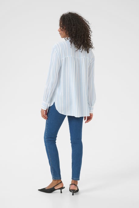 Overhemd met lang mouwen Loose fit Chalk/Soft Chambray Stripe white blue - Image 3