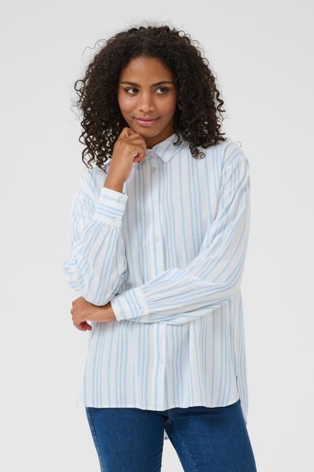 Overhemd met lang mouwen Loose fit Chalk/Soft Chambray Stripe white blue - Image 5