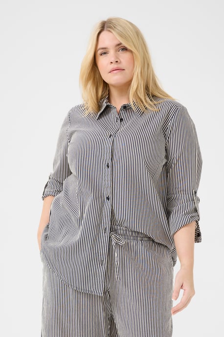 Overhemd met lang mouwen Loose fit Midnight/White Stripe blue white - Image 3