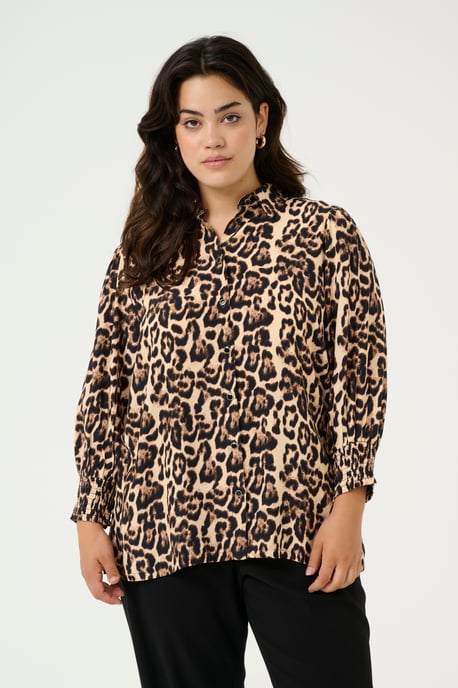 Overhemd met lang mouwen Regular fit Naturel Leopard Print - Image 3