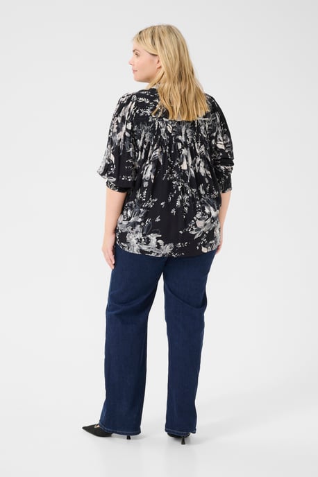Overhemd met lang mouwen Regular fit Black/White Painted Flower - Image 2