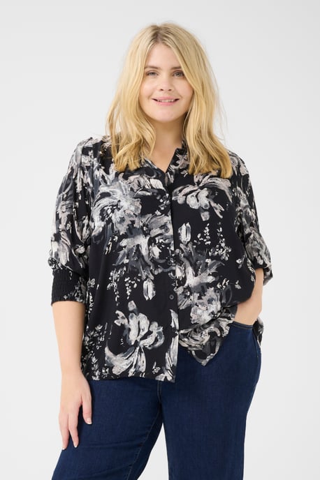 Overhemd met lang mouwen Regular fit Black/White Painted Flower - Image 3