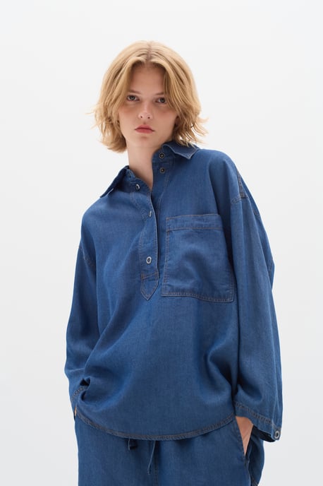 Denim blouse Baggy fit Medium Blue medium blue - Image 3