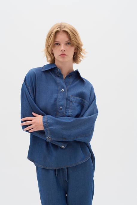 Denim blouse Baggy fit Medium Blue medium blue - Image 4