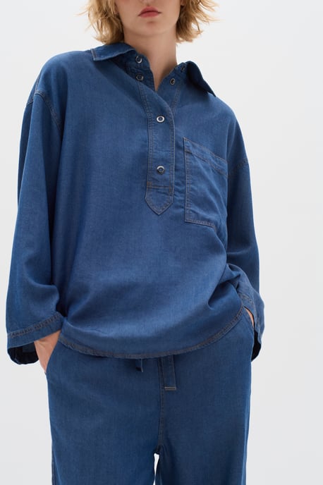 Denim blouse Baggy fit Medium Blue medium blue - Image 5