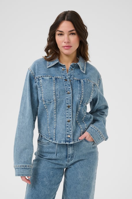 Denim blouse Tight fit Washed Blue denim - Image 3