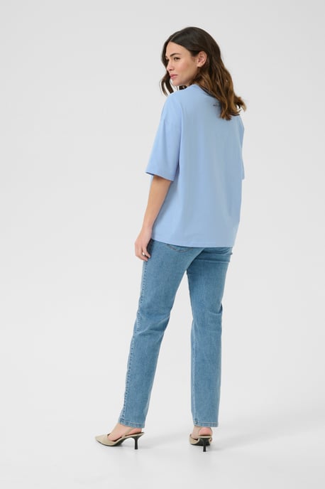 T-shirt Oversize fit Vista Blue W. Chalk Embroidery light blue - Image 2
