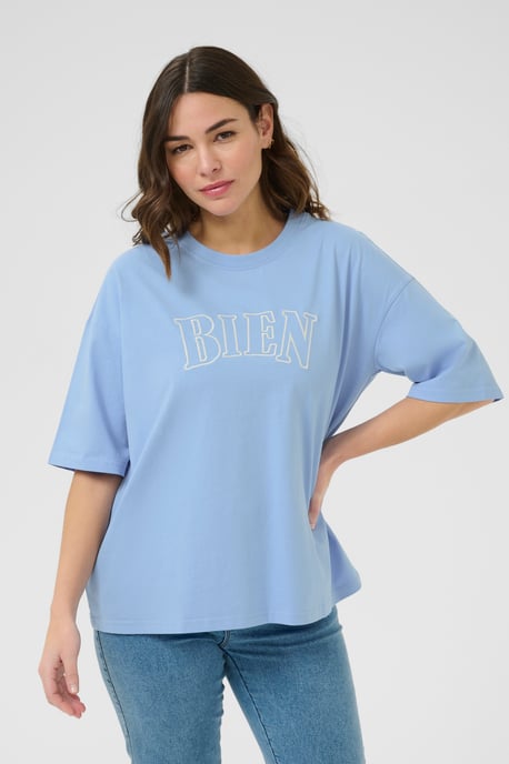 T-shirt Oversize fit Vista Blue W. Chalk Embroidery light blue - Image 3