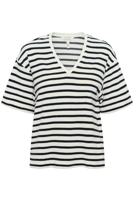 T-shirt Loose fit Black and Eggnog Stripe black white - Image 4