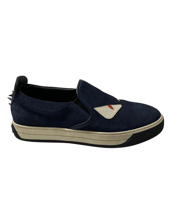 Fendi Monster 3D Ogen Slip-On Sneakers in Marineblauw Suède - Image 5