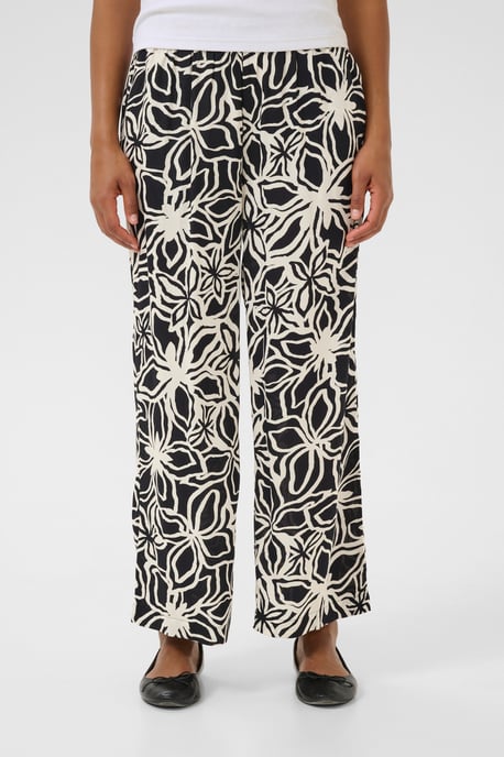 Casual broek Loose fit Black / Light Beige Flower - Image 3
