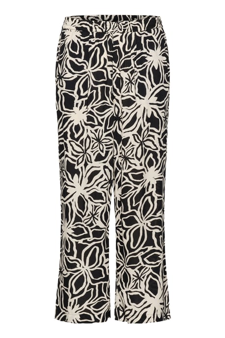 Casual broek Loose fit Black / Light Beige Flower - Image 4