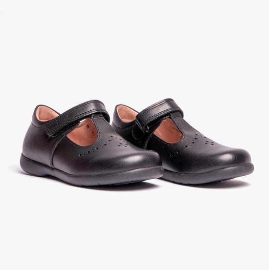 Geox Naimara G B Meisjes Leren School schoenen met Klittenbandsluiting Zwart - Image 2