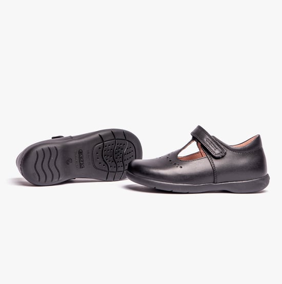 Geox Naimara G B Meisjes Leren School schoenen met Klittenbandsluiting Zwart - Image 3