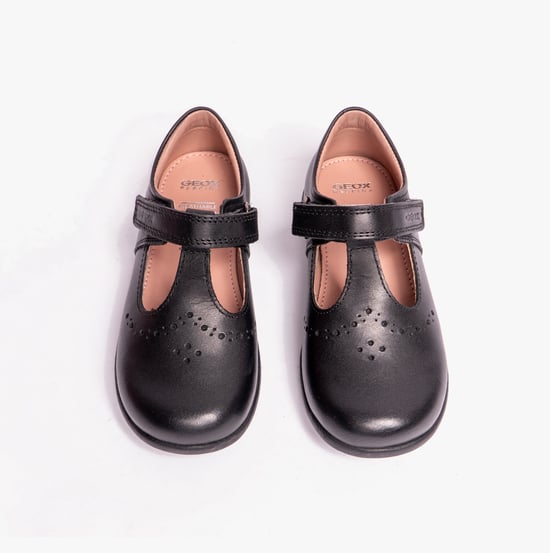 Geox Naimara G B Meisjes Leren School schoenen met Klittenbandsluiting Zwart - Image 4