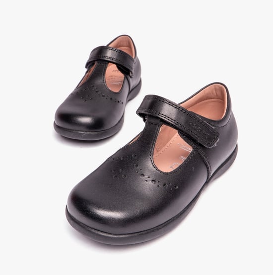 Geox Naimara G B Meisjes Leren School schoenen met Klittenbandsluiting Zwart - Image 5