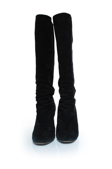 Zwarte suède knieboots met GG-logo - Image 5