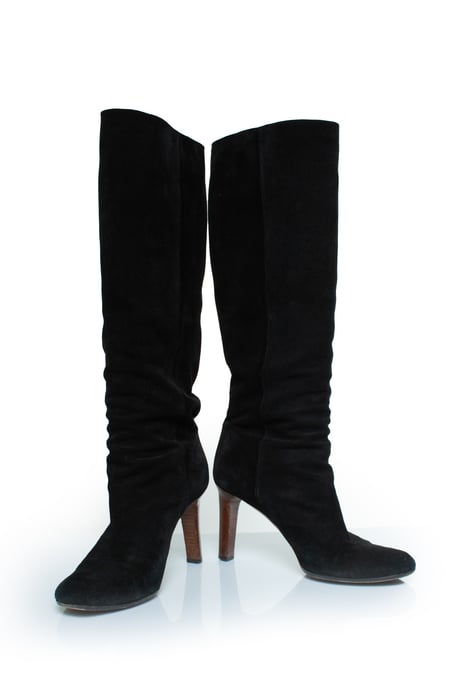 Zwarte suède knieboots met GG-logo - Image 6