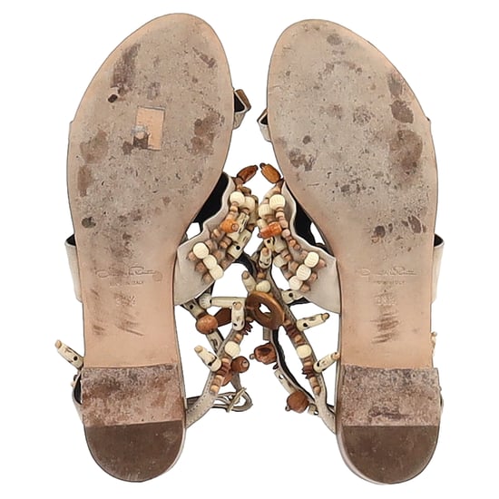 Oscar de la Renta Corinne Versierde Strappy Platter Sandalen in Multicolore Leer - Image 6