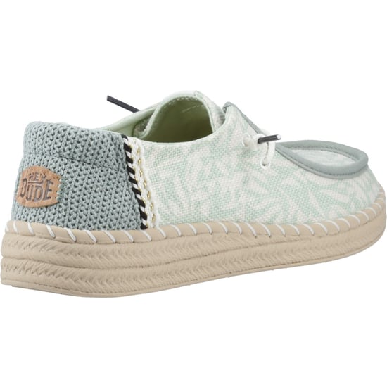 HEYDUDE Wendy Espadrille Retro Palm Katoenmix Dames Celadon Groen/Wit Espadrilles - Image 2