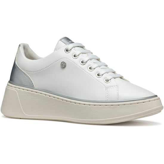 Geox D SUNNETTY Synthetisch Polyurethaan Dames Witte/Zilveren Sneakers - Image 1